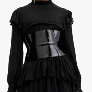 All Saints Oakley Patent Leather Corset Belt, L, NWT's